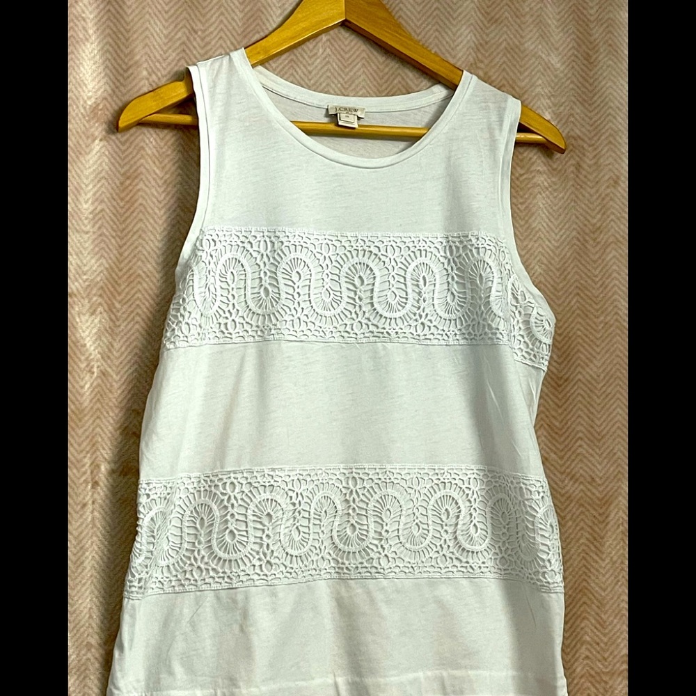 J Crew Sleeveless Blouse With Lace Detail